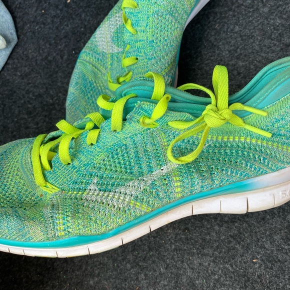 Nike Custom Turquoise and Lime Green Sneakers